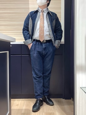 「TOKYO SHIRTS（トウキョウシャツ）の形態安定ノンアイロン ボタンダウン 長袖ビジネスワイシャツ（ビジネスシャツ、グレー系）」を使った、BRICK HOUSE by Tokyo Shirts 久留米ゆめタウン店さん（メンズ・160cm）の春コーディネート