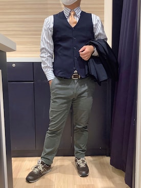 「アイテム（ビジネスシャツ）」を使った、BRICK HOUSE by Tokyo Shirts 久留米ゆめタウン店さん（メンズ・160cm）の秋コーディネート