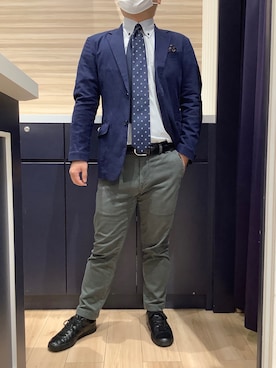 「アイテム（ビジネスシャツ）」を使った、BRICK HOUSE by Tokyo Shirts 久留米ゆめタウン店さん（メンズ・160cm）の秋コーディネート