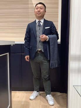 「アイテム（ビジネスシャツ）」を使った、BRICK HOUSE by Tokyo Shirts 久留米ゆめタウン店さん（メンズ・160cm）の冬コーディネート