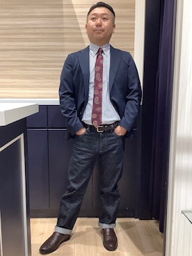 「アイテム（ビジネスシャツ）」を使った、BRICK HOUSE by Tokyo Shirts 久留米ゆめタウン店さん（メンズ・160cm）の秋コーディネート