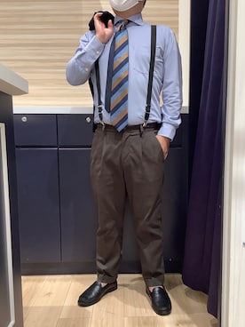 「アイテム（サスペンダー）」を使った、BRICK HOUSE by Tokyo Shirts 久留米ゆめタウン店さん（メンズ・160cm）の秋コーディネート