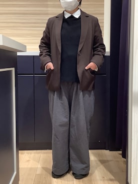 「アイテム（ビジネスシャツ）」を使った、BRICK HOUSE by Tokyo Shirts 久留米ゆめタウン店さん（レディース・151cm）の冬コーディネート