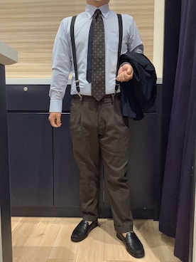「アイテム（ビジネスシャツ）」を使った、BRICK HOUSE by Tokyo Shirts 久留米ゆめタウン店さん（メンズ・160cm）の秋コーディネート
