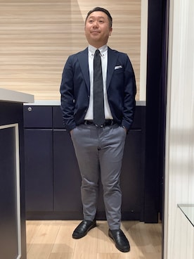 「アイテム（ビジネスシャツ）」を使った、BRICK HOUSE by Tokyo Shirts 久留米ゆめタウン店さん（メンズ・160cm）の秋コーディネート