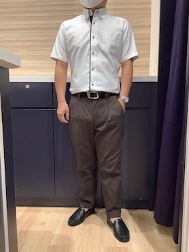 「アイテム（ビジネスシャツ）」を使った、BRICK HOUSE by Tokyo Shirts 久留米ゆめタウン店さん（メンズ・160cm）の夏コーディネート