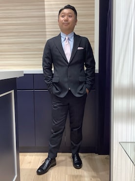 「TOKYO SHIRTS（トウキョウシャツ）の【吸水速乾】【COFREX】 形態安定ノンアイロン ボタンダウン 長袖ビジネスワイシャツ（ビジネスシャツ、ブルー系）」を使った、BRICK HOUSE by Tokyo Shirts 久留米ゆめタウン店さん（メンズ・160cm）の秋コーディネート
