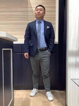 「アイテム（ビジネスシャツ）」を使った、BRICK HOUSE by Tokyo Shirts 久留米ゆめタウン店さん（メンズ・160cm）の秋コーディネート