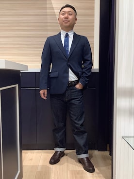 「アイテム（ビジネスシャツ）」を使った、BRICK HOUSE by Tokyo Shirts 久留米ゆめタウン店さん（メンズ・160cm）の秋コーディネート