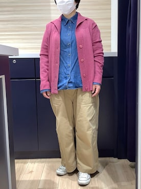 「TOKYO SHIRTS（トウキョウシャツ）のスタンドヘンリーネック カーディガン（カーディガン/ボレロ、ブラウン系）」を使った、BRICK HOUSE by Tokyo Shirts 久留米ゆめタウン店さん（メンズ・160cm）の秋コーディネート
