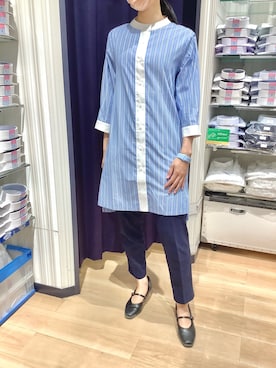 「BRICK HOUSE by TOKYO SHIRT」｜「アイテム（シャツワンピース）」を使った、BRICK HOUSE by Tokyo Shirts 久留米ゆめタウン店さん（レディース・161cm）の夏コーディネート