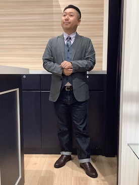 「アイテム（ビジネスシャツ）」を使った、BRICK HOUSE by Tokyo Shirts 久留米ゆめタウン店さん（メンズ・160cm）の秋コーディネート