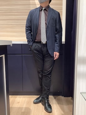 「アイテム（ビジネスシャツ）」を使った、BRICK HOUSE by Tokyo Shirts 久留米ゆめタウン店さん（メンズ・177cm）の秋コーディネート