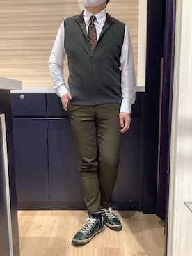 「アイテム（ビジネスシャツ）」を使った、BRICK HOUSE by Tokyo Shirts 久留米ゆめタウン店さん（メンズ・177cm）の秋コーディネート