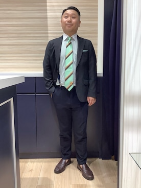 「アイテム（ポケットチーフ）」を使った、BRICK HOUSE by Tokyo Shirts 久留米ゆめタウン店さん（メンズ・160cm）の秋コーディネート