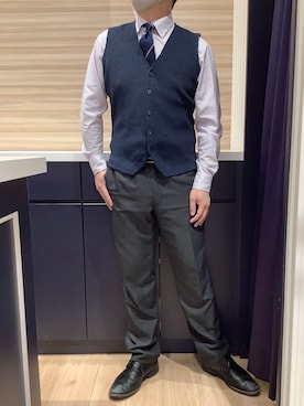 「アイテム（ビジネスシャツ）」を使った、BRICK HOUSE by Tokyo Shirts 久留米ゆめタウン店さん（メンズ・177cm）の秋コーディネート