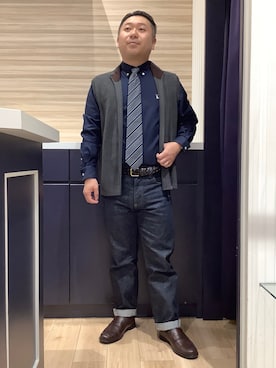 「アイテム（ベスト）」を使った、BRICK HOUSE by Tokyo Shirts 久留米ゆめタウン店さん（メンズ・160cm）の冬コーディネート