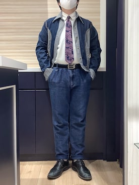 「TOKYO SHIRTS（トウキョウシャツ）の形態安定ノンアイロン ボタンダウン 長袖ビジネスワイシャツ（ビジネスシャツ、イエロー系）」を使った、BRICK HOUSE by Tokyo Shirts 久留米ゆめタウン店さん（メンズ・160cm）の春コーディネート