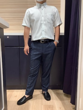 「アイテム（ビジネスシャツ）」を使った、BRICK HOUSE by Tokyo Shirts 久留米ゆめタウン店さん（メンズ・160cm）の夏コーディネート