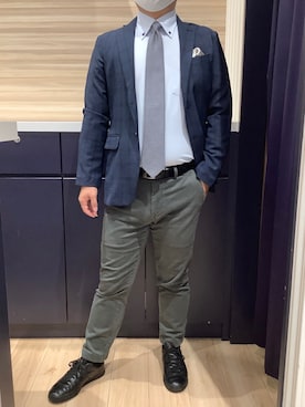 「アイテム（ビジネスシャツ）」を使った、BRICK HOUSE by Tokyo Shirts 久留米ゆめタウン店さん（メンズ・160cm）の秋コーディネート