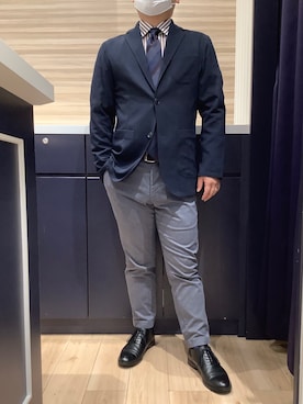 「アイテム（ビジネスシャツ）」を使った、BRICK HOUSE by Tokyo Shirts 久留米ゆめタウン店さん（メンズ・160cm）の秋コーディネート