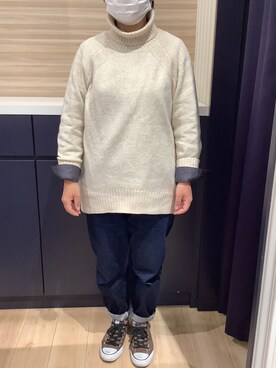 「タートルネック」｜「アイテム（ビジネスシャツ）」を使った、BRICK HOUSE by Tokyo Shirts 久留米ゆめタウン店さん（レディース・150cm）の冬コーディネート