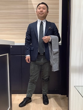 「アイテム（ビジネスシャツ）」を使った、BRICK HOUSE by Tokyo Shirts 久留米ゆめタウン店さん（メンズ・160cm）の冬コーディネート