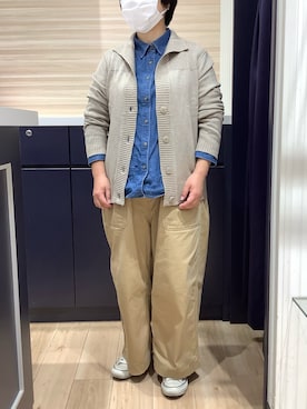「TOKYO SHIRTS（トウキョウシャツ）のスタンドヘンリーネック カーディガン（カーディガン/ボレロ、ブラウン系）」を使った、BRICK HOUSE by Tokyo Shirts 久留米ゆめタウン店さん（メンズ・160cm）の秋コーディネート