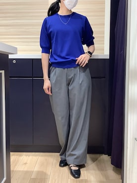 「半袖ニット」｜BRICK HOUSE by Tokyo Shirts 久留米ゆめタウン店さん（レディース・161cm）の夏コーディネート