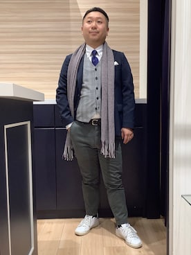 「アイテム（ビジネスシャツ）」を使った、BRICK HOUSE by Tokyo Shirts 久留米ゆめタウン店さん（メンズ・160cm）の冬コーディネート