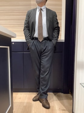 「アイテム（ビジネスシャツ）」を使った、BRICK HOUSE by Tokyo Shirts 久留米ゆめタウン店さん（メンズ・177cm）の冬コーディネート