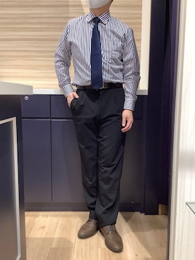 「アイテム（ビジネスシャツ）」を使った、BRICK HOUSE by Tokyo Shirts 久留米ゆめタウン店さん（メンズ・177cm）の冬コーディネート