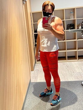 「アイテム（レギンス/スパッツ、レッド系）」を使った、ryoko.5360さん（メンズ・180cm）の夏コーディネート