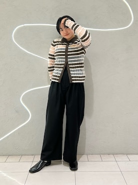 「スラックス」｜「アイテム（その他シューズ）」を使った、MORIさん（レディース・159cm）の夏コーディネート