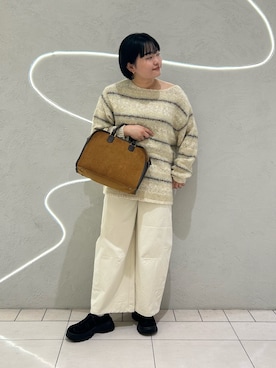 「アイテム（ボストンバッグ）」を使った、MORIさん（レディース・159cm）の秋コーディネート