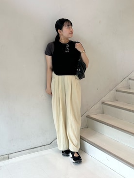 「KBF（ケイビーエフ）のBASICクロップドTEE（Tシャツ/カットソー、グレー系）」を使った、MORIさん（レディース・159cm）の夏コーディネート