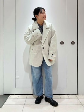 「アイテム（ステンカラーコート）」を使った、MORIさん（レディース・159cm）の秋コーディネート