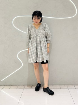 「KBF（ケイビーエフ）のベロアサイクルパンツ（その他パンツ、ブラック系）」を使った、MORIさん（レディース・159cm）の春コーディネート