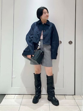「KBF（ケイビーエフ）のカバーデザインロングブーツ（ブーツ）」を使った、MORIさん（レディース・159cm）の冬コーディネート