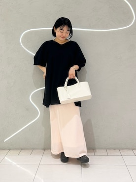 「KBF（ケイビーエフ）のチョーカーデザインミニワンピース（ワンピース、ブラック系）」を使った、MORIさん（レディース・159cm）の春コーディネート