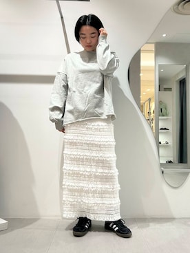 「158cm」｜「アイテム（スウェット）」を使った、MORIさん（レディース・159cm）の冬コーディネート