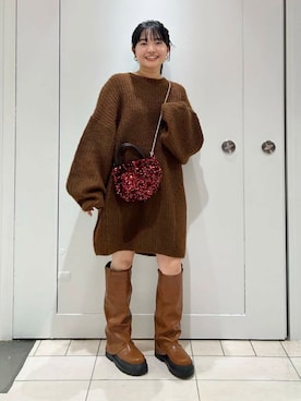 「KBF（ケイビーエフ）のカバーデザインロングブーツ（ブーツ）」を使った、MORIさん（レディース・159cm）の秋コーディネート