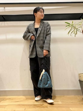 「RODE SKO（ロデスコ）の『35～40サイズ展開』『MADE IN JAPAN』プレーンバレエシューズ（バレエシューズ）」を使った、MORIさん（レディース・159cm）の秋コーディネート