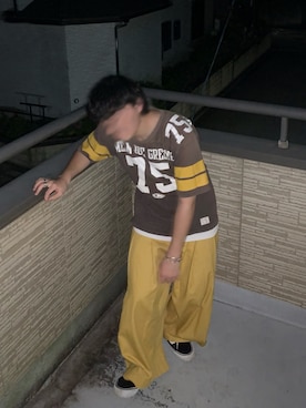 「古着のアイテム（Tシャツ/カットソー）」を使った、someさん（メンズ・163cm・10代）の夏コーディネート