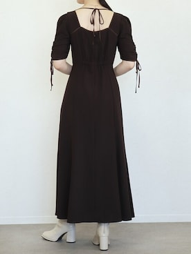 「ブラウンコーデ」｜「アイテム（ドレス）」を使った、kana_staffさん（レディース・162cm）の春コーディネート