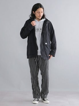 「アイテム（マウンテンパーカー）」を使った、鈴木さん（メンズ・171cm）の春コーディネート