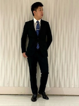 「TAKEO KIKUCHI（タケオキクチ）のアイテム（スーツセット）」を使った、TAKEO KIKUCHIさん（メンズ・174cm）の冬コーディネート