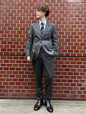 「TAKEO KIKUCHI（タケオキクチ）のアイテム（スーツセット）」を使った、TAKEO KIKUCHIさん（メンズ・176cm）の冬コーディネート