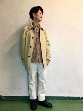 「フラワープリント」｜「アイテム（ブルゾン）」を使った、TAKEO KIKUCHIさん（メンズ・163cm）の冬コーディネート