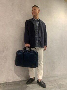 「フラワープリント」｜「アイテム（ブルゾン）」を使った、TAKEO KIKUCHIさん（メンズ・162cm）の冬コーディネート